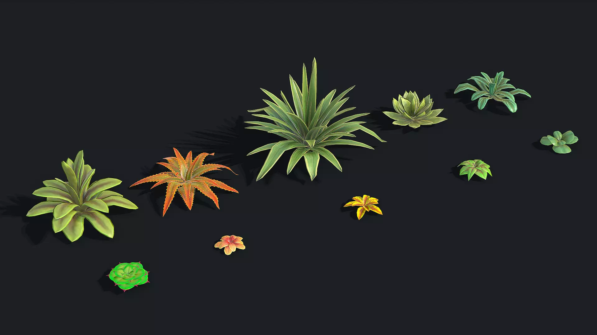 Stylized Desert Plants Low-poly 3D model_0