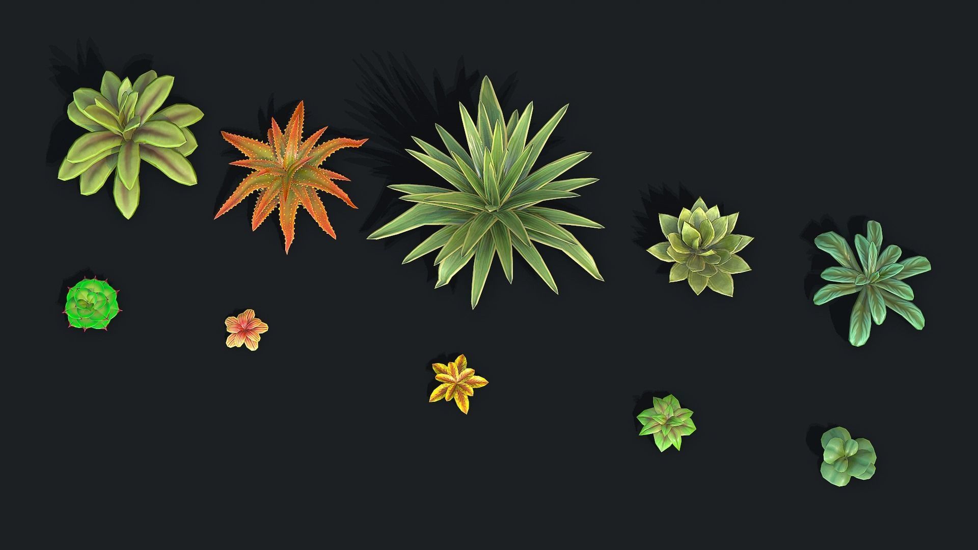 Stylized Desert Plants Low-poly 3D model_1