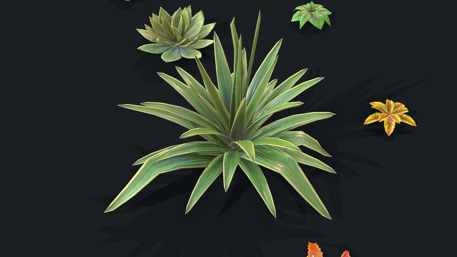 Stylized Desert Plants Low-poly 3D model_2