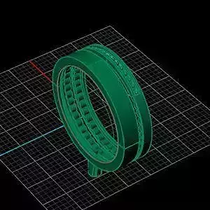 rings131 gold wedding ring with two rows of diamonds