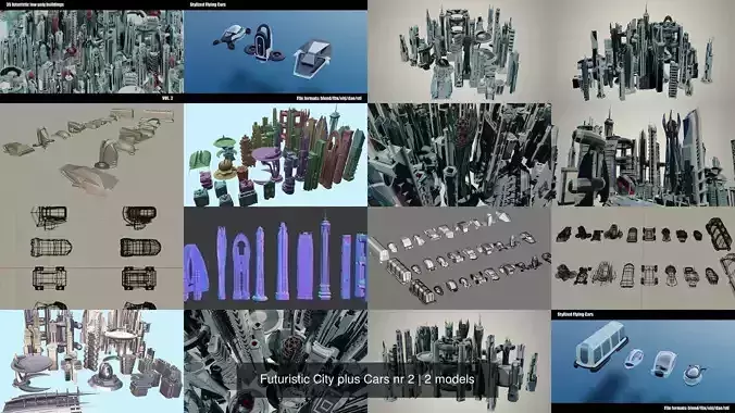Futuristic City plus Cars nr 2 3D Model Collection