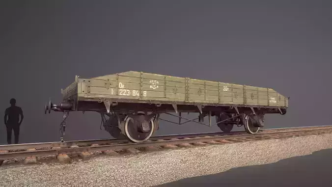 Armored Train JDP20T railway platform 20T Low-poly 3D model