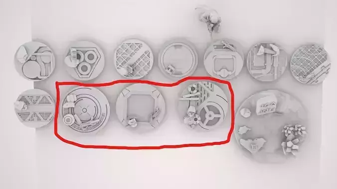 Legion Sci-fi Industrial miniature 3 bases 40mm 3D print model 3D print model