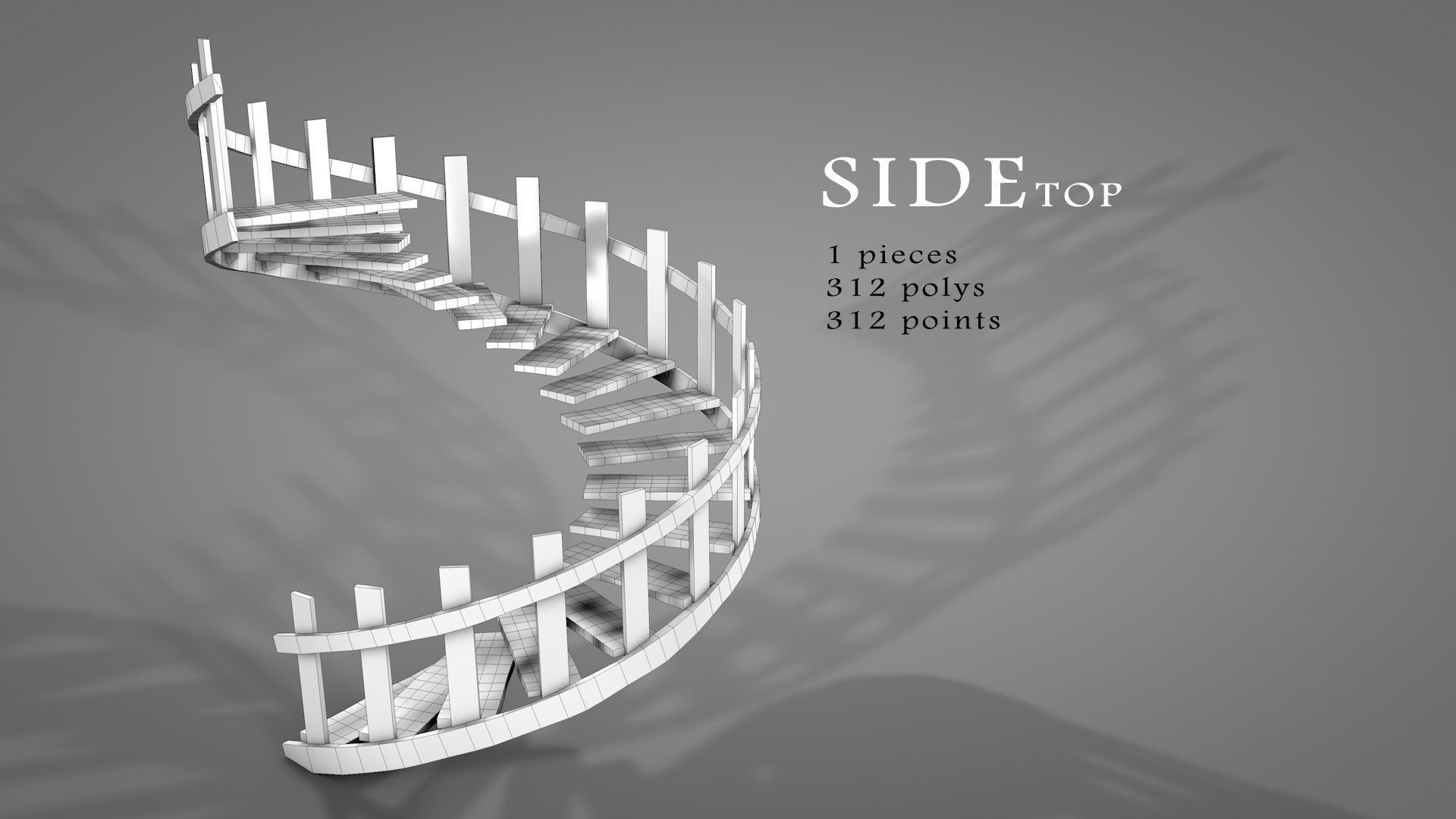 Tree House Spiral Stairs Low-poly 3D model_5