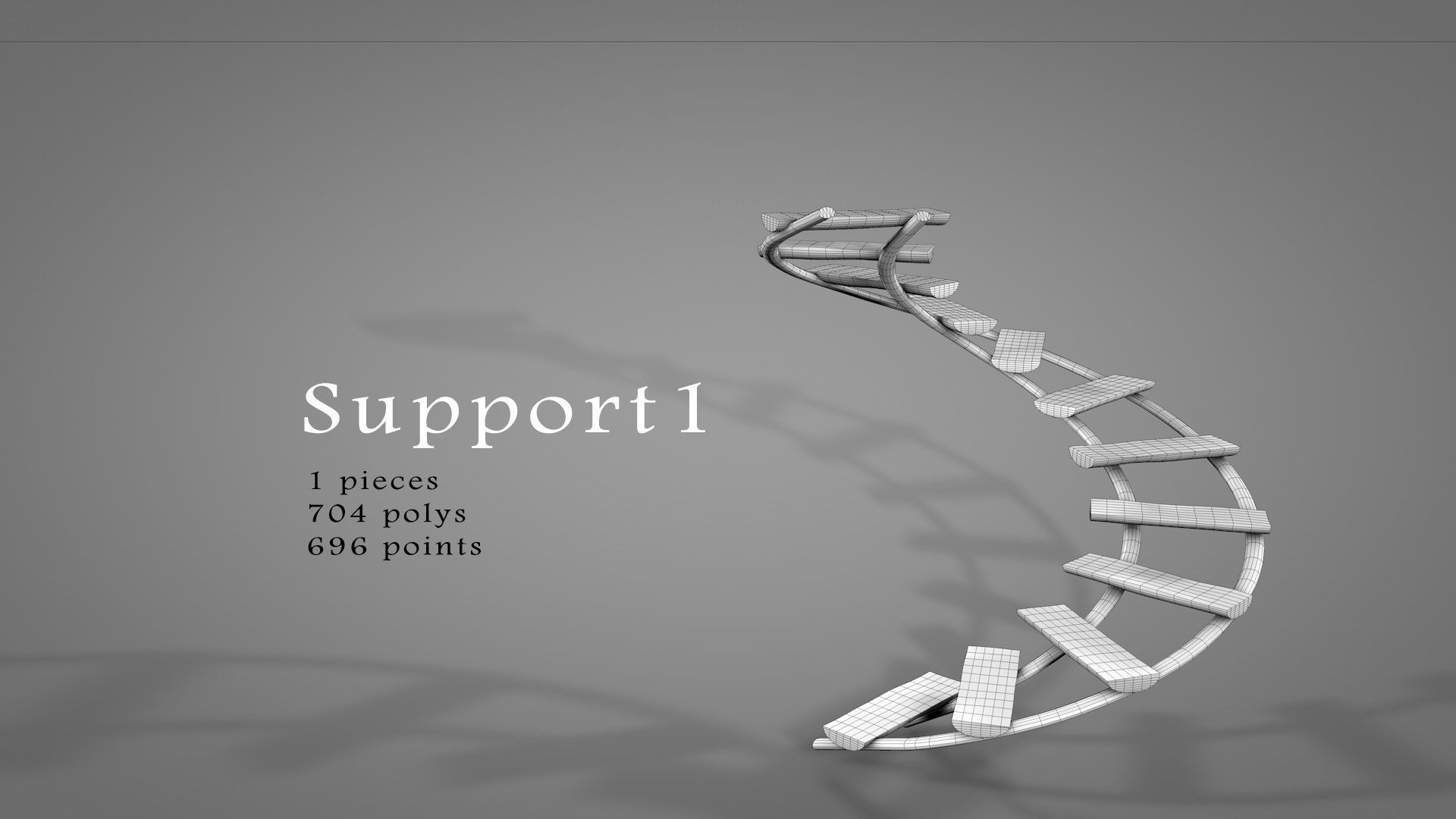 Tree House Spiral Stairs Low-poly 3D model_8