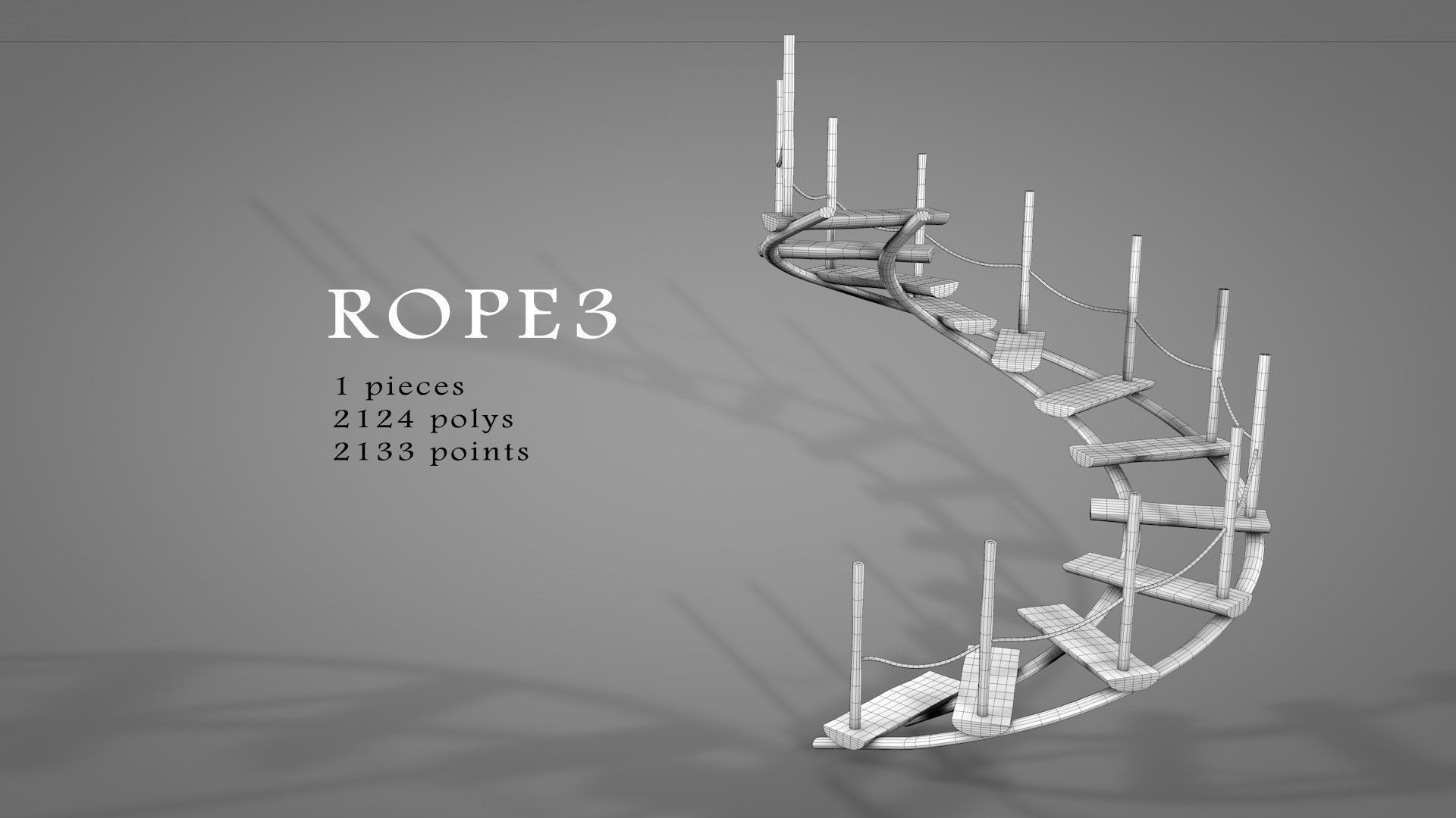 Tree House Spiral Stairs Low-poly 3D model_10