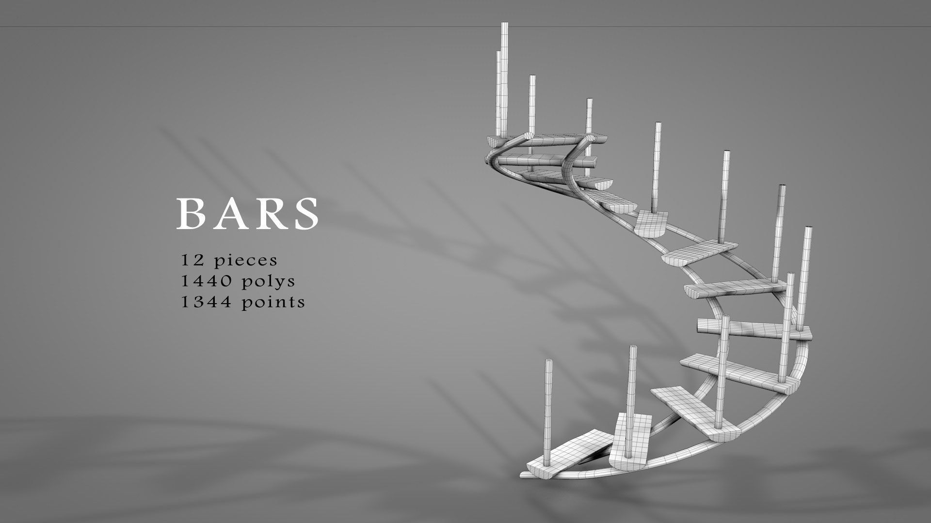 Tree House Spiral Stairs Low-poly 3D model_9