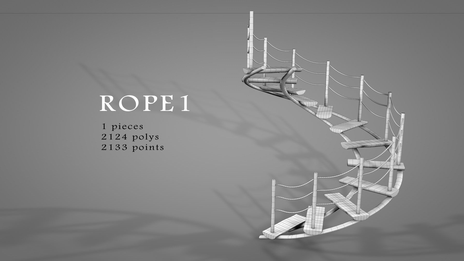 Tree House Spiral Stairs Low-poly 3D model_12