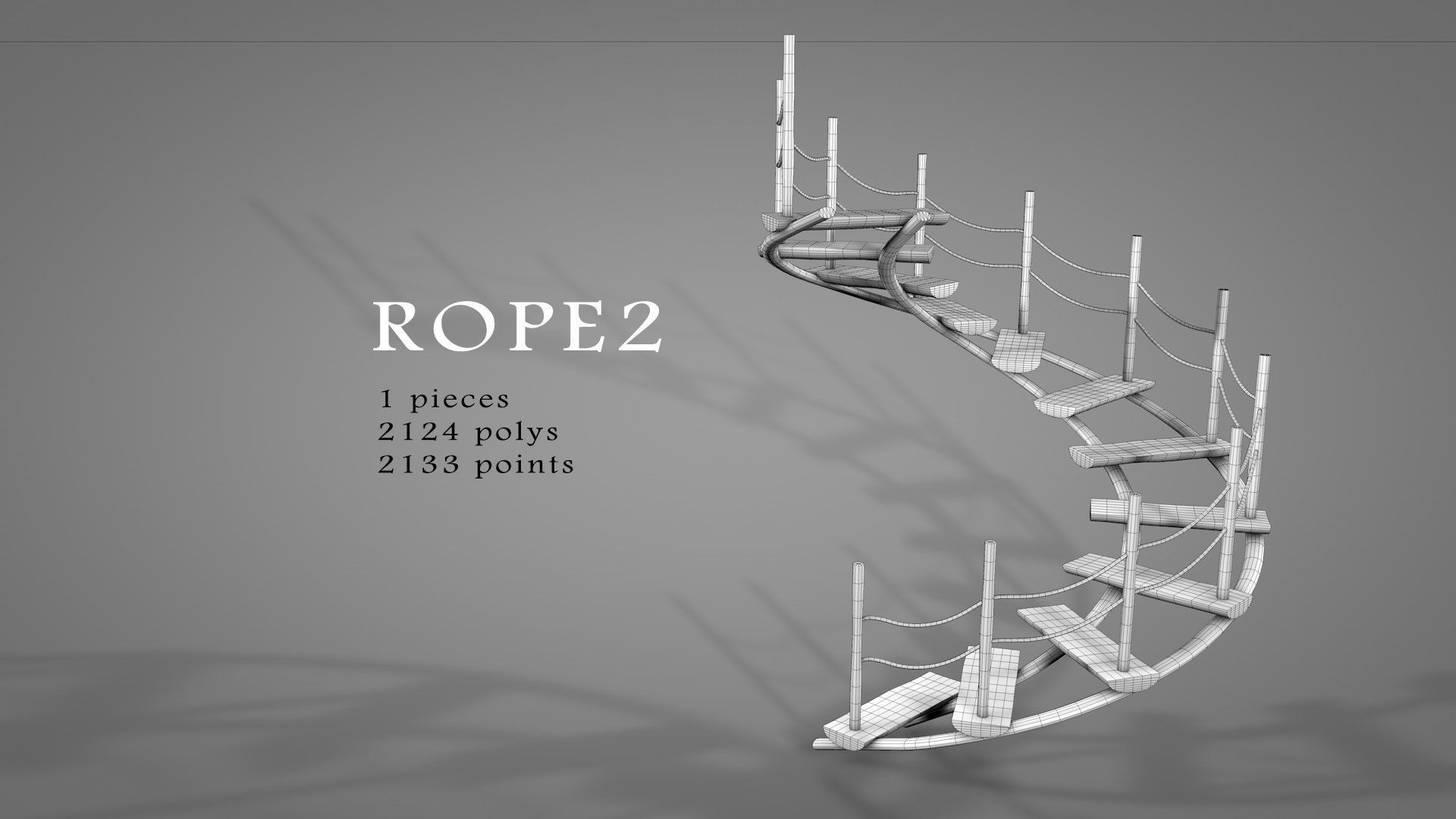 Tree House Spiral Stairs Low-poly 3D model_11