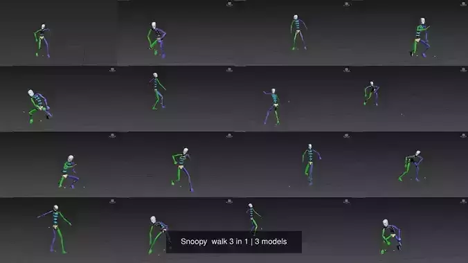 Snoopy  walk 3 in 1 3D Model Collection