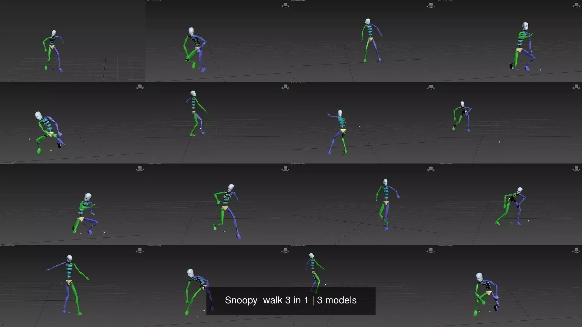 Snoopy  walk 3 in 1 3D Model Collection_0