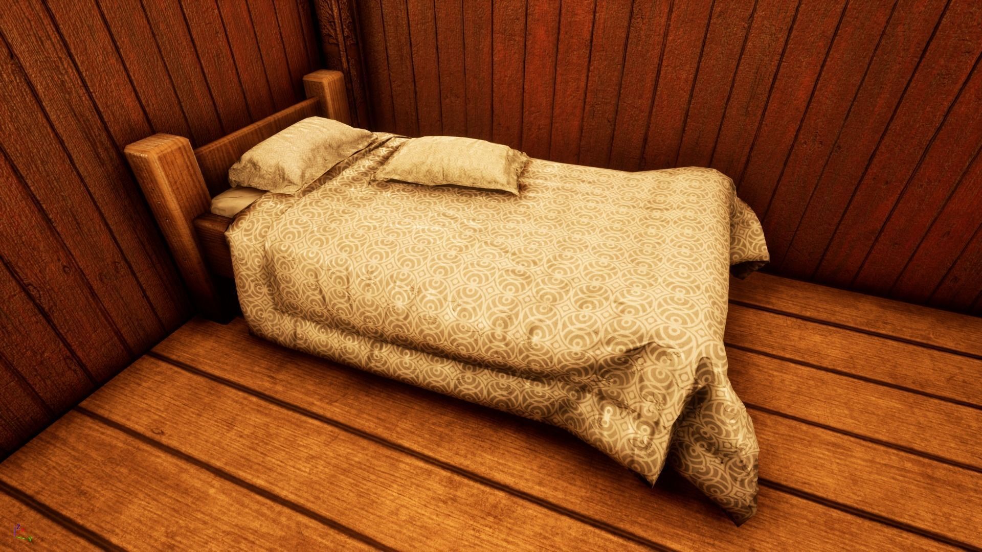 Single Bed Game Asset Free low-poly 3D model_10