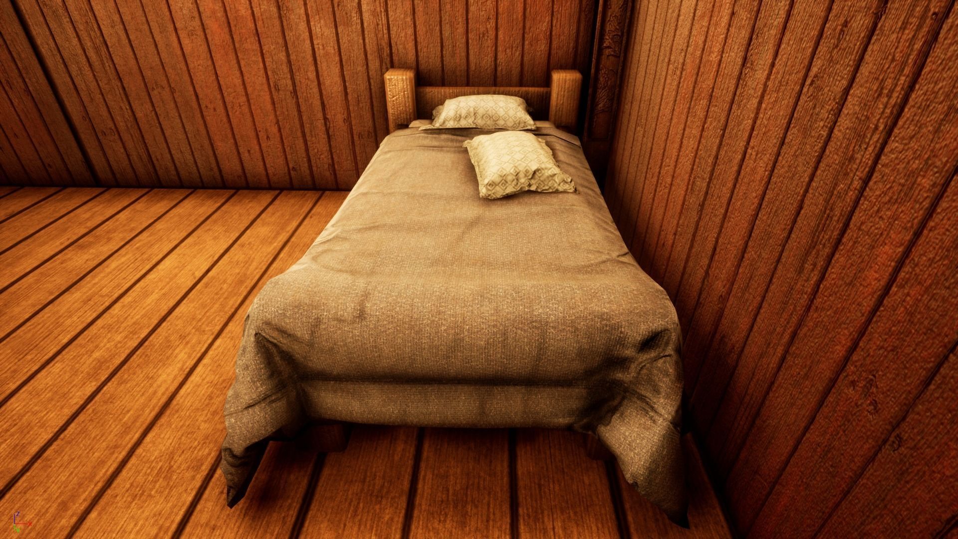 Single Bed Game Asset Free low-poly 3D model_12