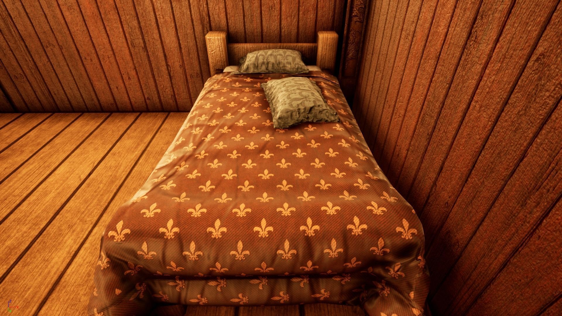 Single Bed Game Asset Free low-poly 3D model_2