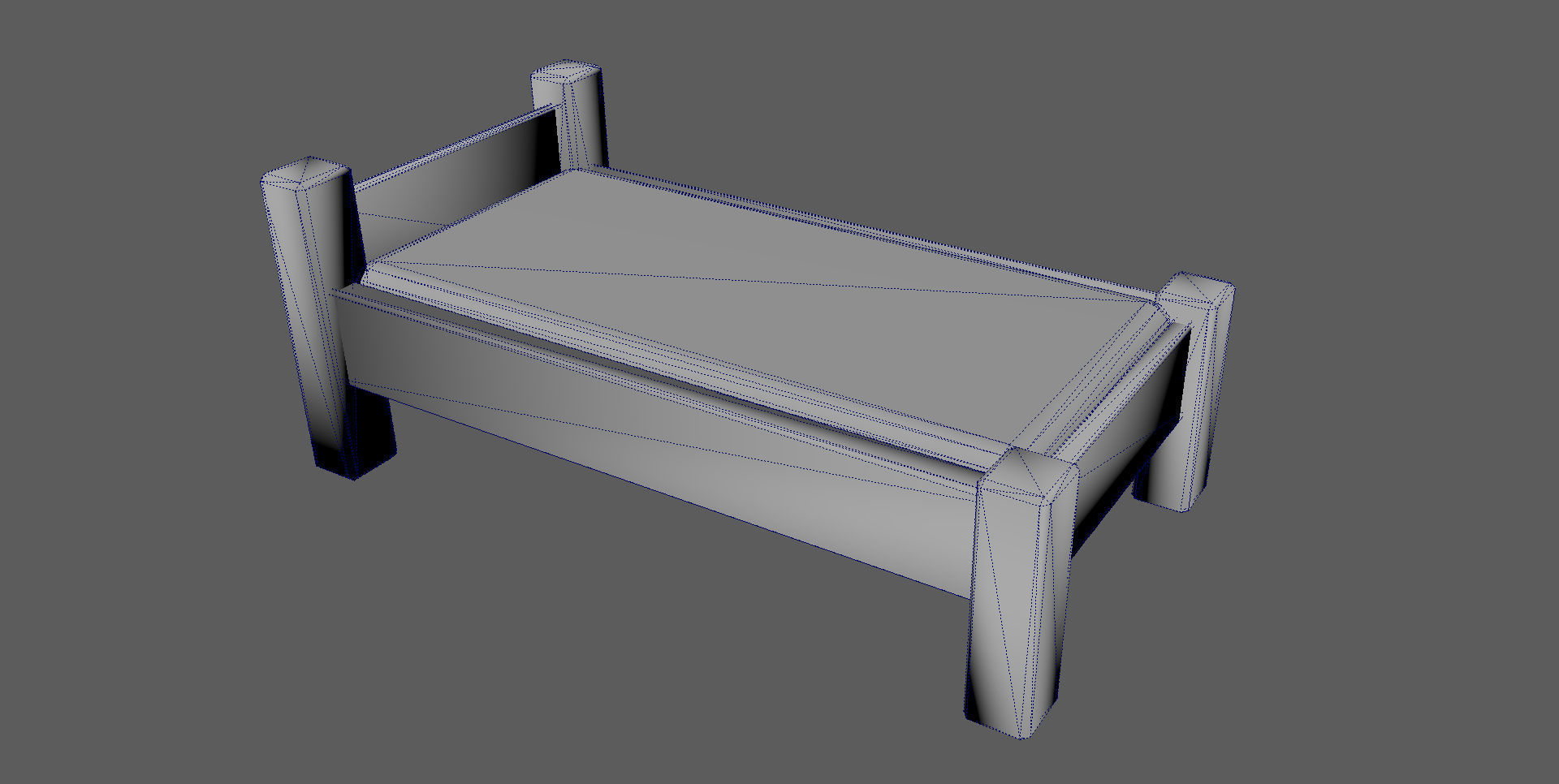 Single Bed Game Asset Free low-poly 3D model_4