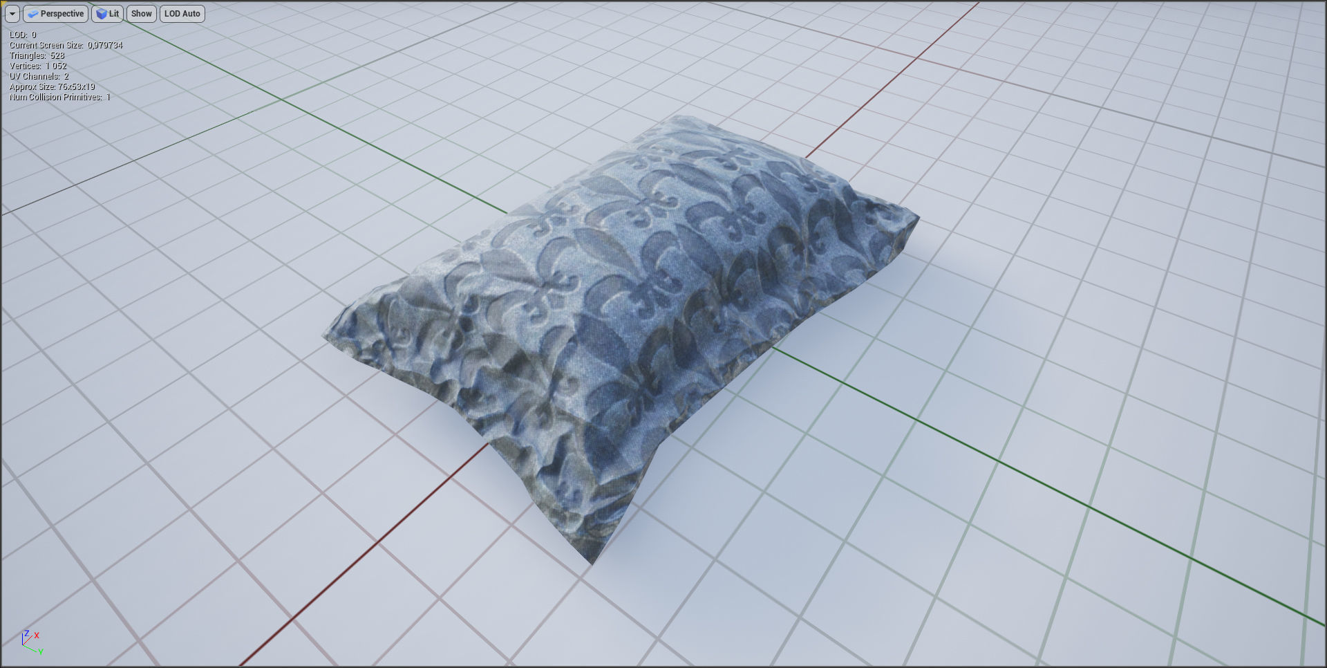 Single Bed Game Asset Free low-poly 3D model_9