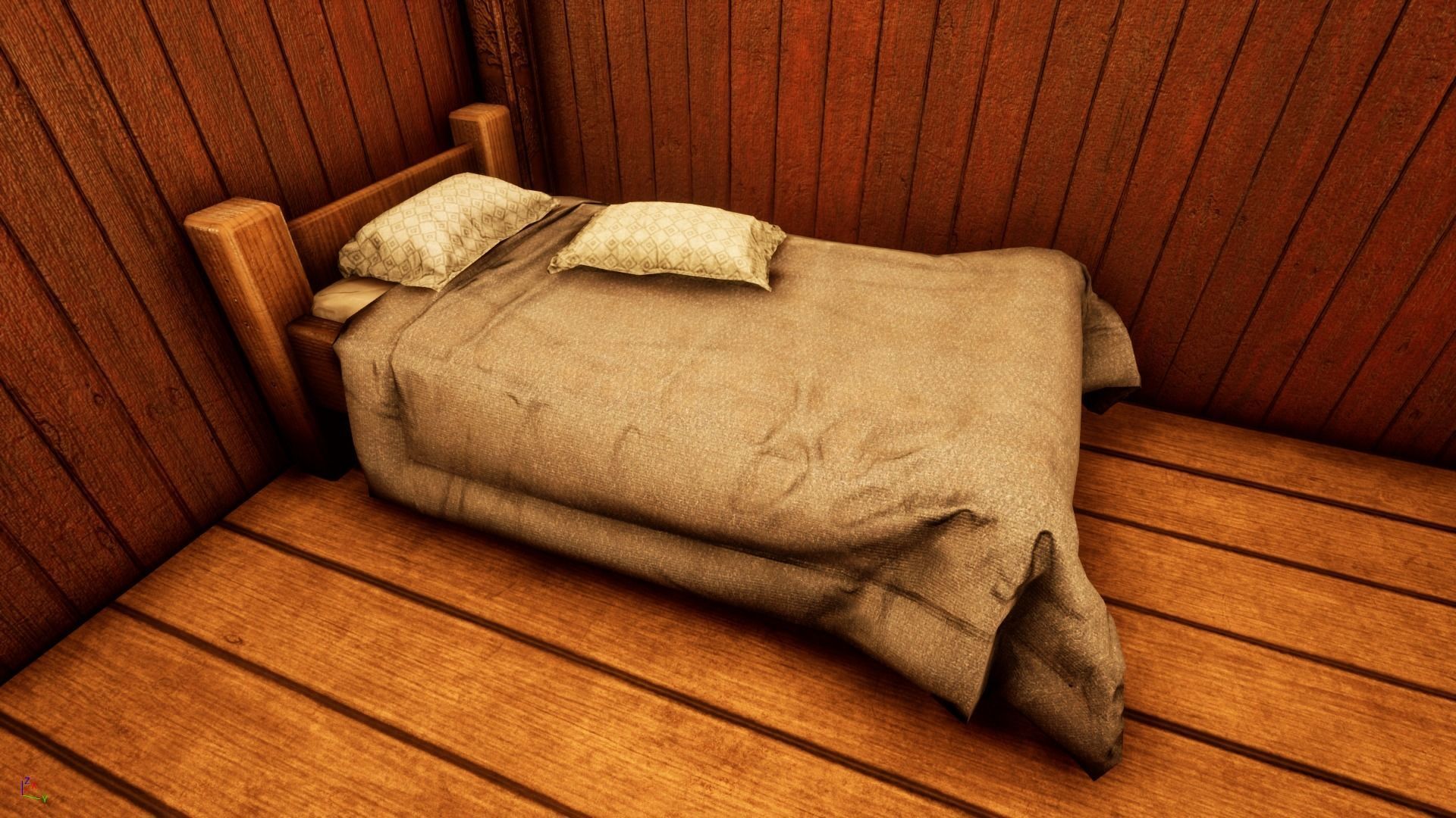 Single Bed Game Asset Free low-poly 3D model_11