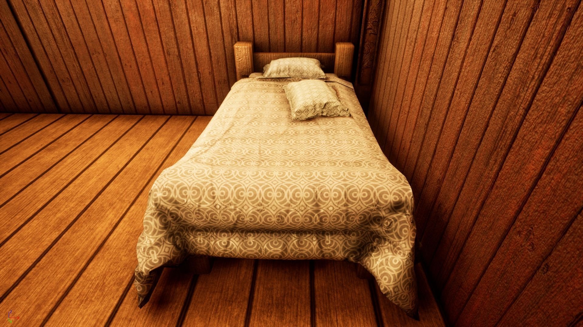 Single Bed Game Asset Free low-poly 3D model_13
