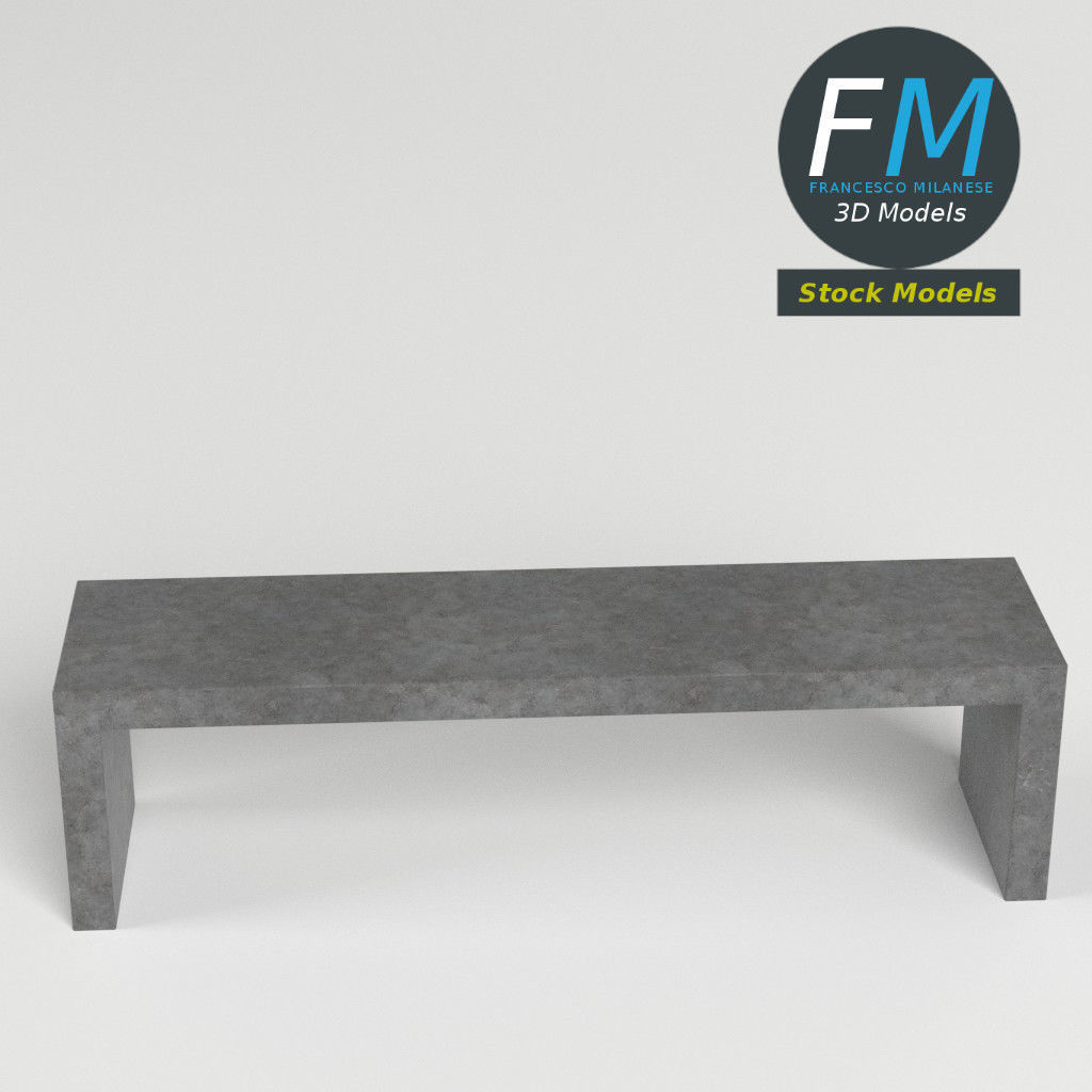 Concrete garden bench 1 3D model_2