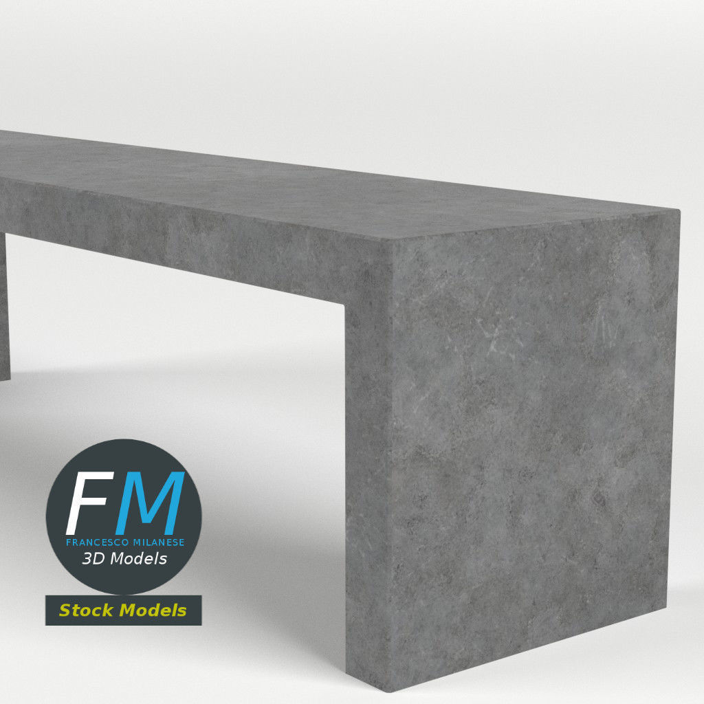 Concrete garden bench 1 3D model_4