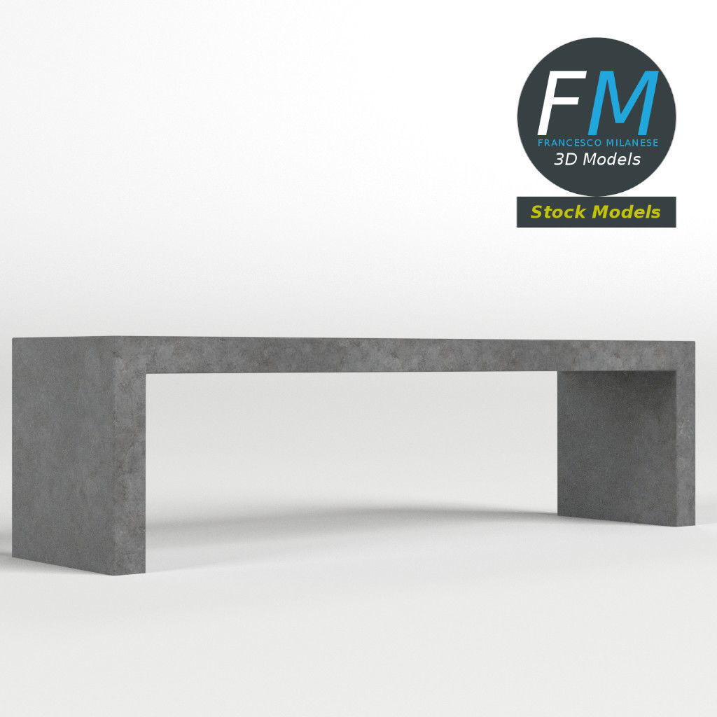 Concrete garden bench 1 3D model_3