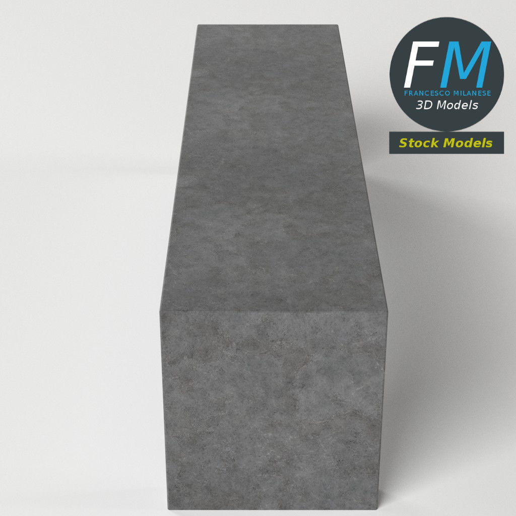 Concrete garden bench 1 3D model_5