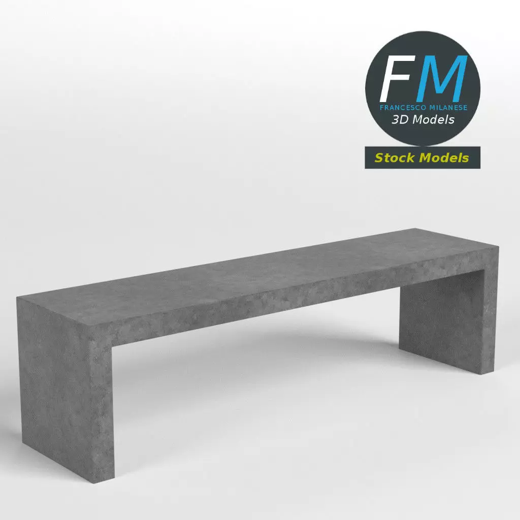 Concrete garden bench 1 3D model_0