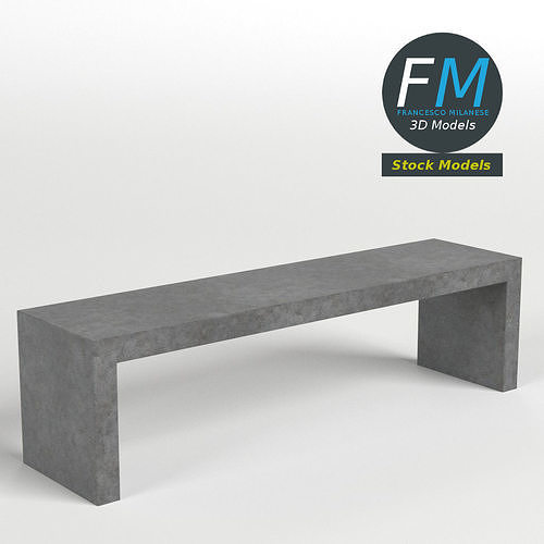 Concrete garden bench 1 3D model