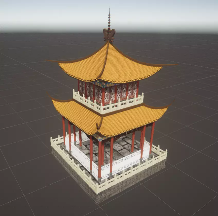 Aiwanting chinese pagoda 3D model_0