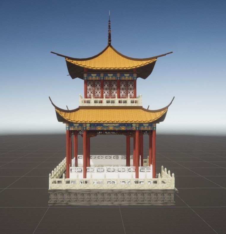 Aiwanting chinese pagoda 3D model_1