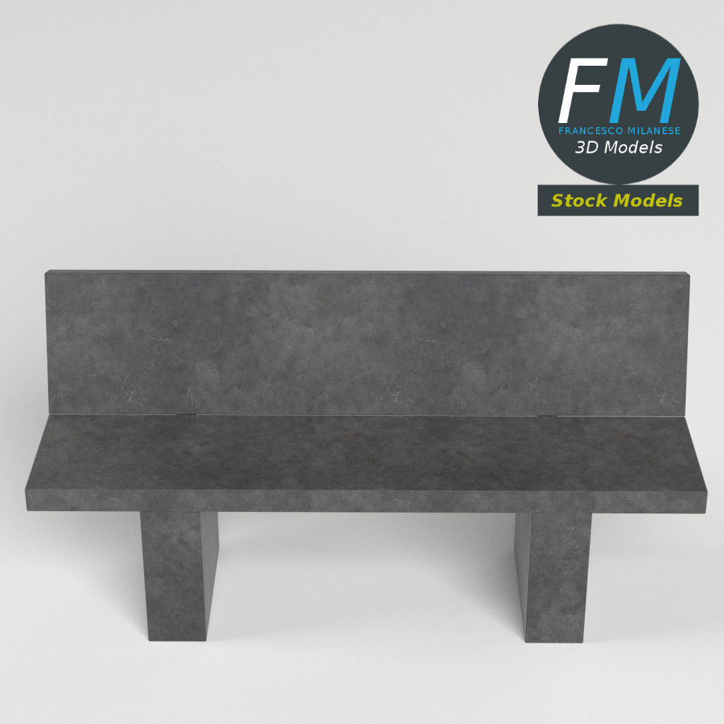 Concrete garden bench 2 3D model_2