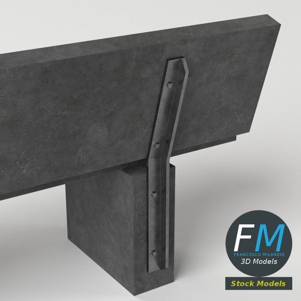 Concrete garden bench 2 3D model_5