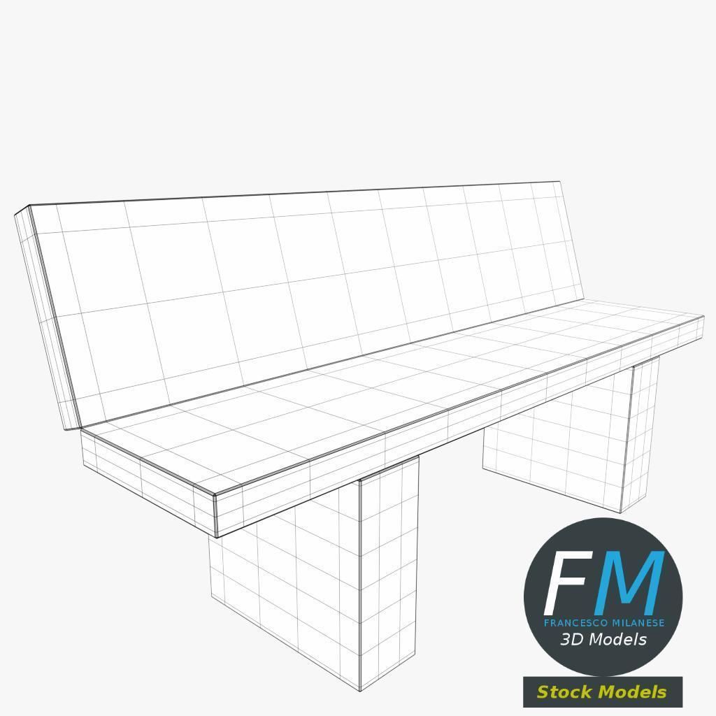 Concrete garden bench 2 3D model_7