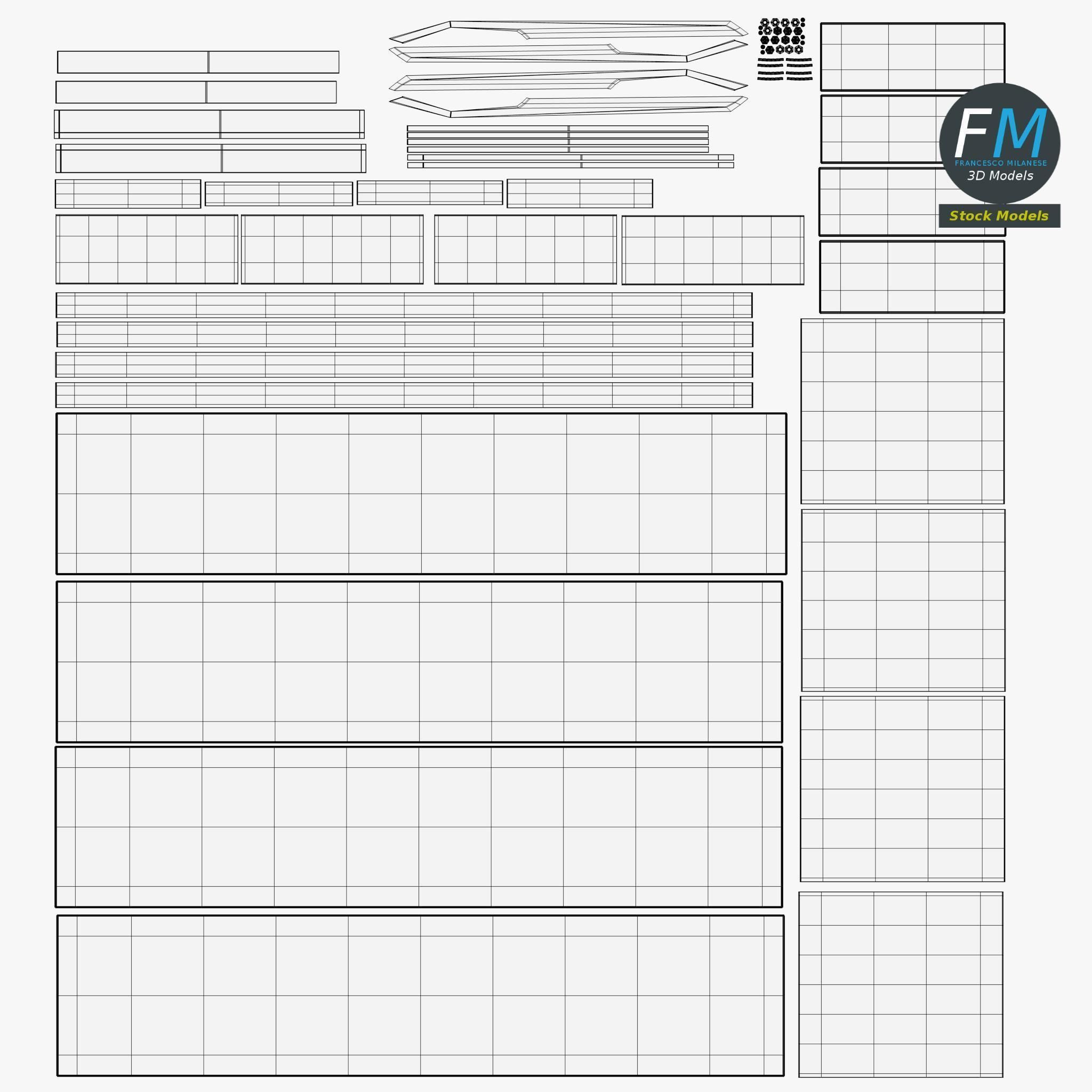 Concrete garden bench 2 3D model_11