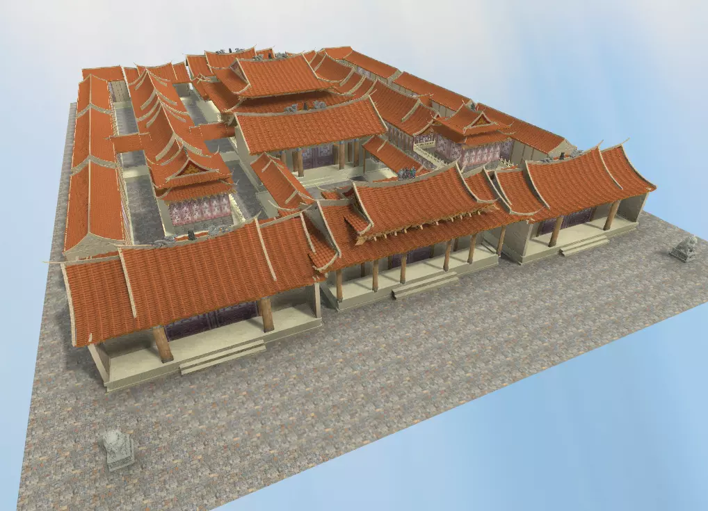 WujiPalace chinese building with roofs 3D model