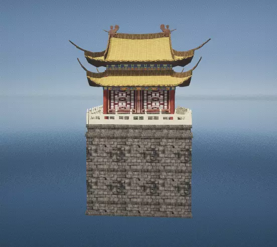 Chines city wall 3D model_0