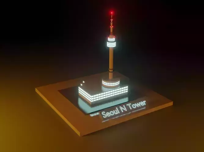 low poly Seoul N Tower Low-poly 3D model