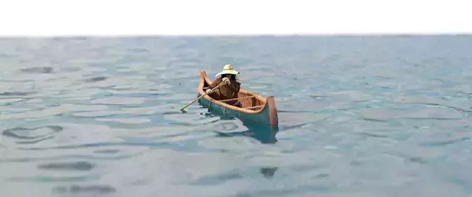 Canoe in ocean