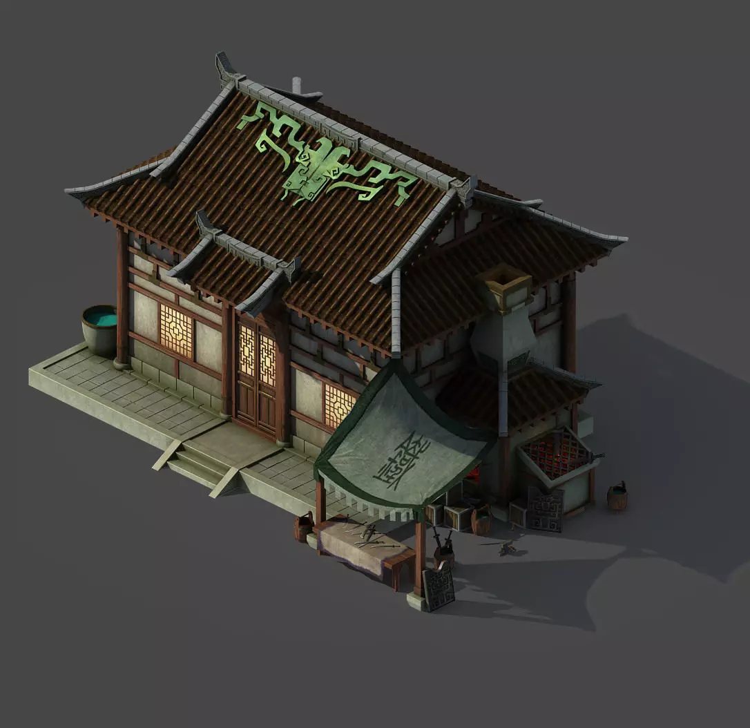Gang building - blacksmith shop 3D model_0