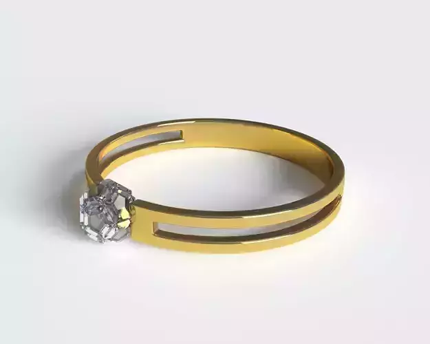 Golden ring with diamond