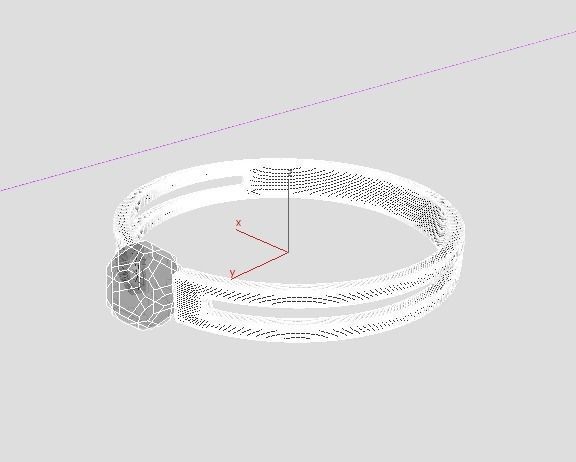 Golden ring with diamond 3D model_2