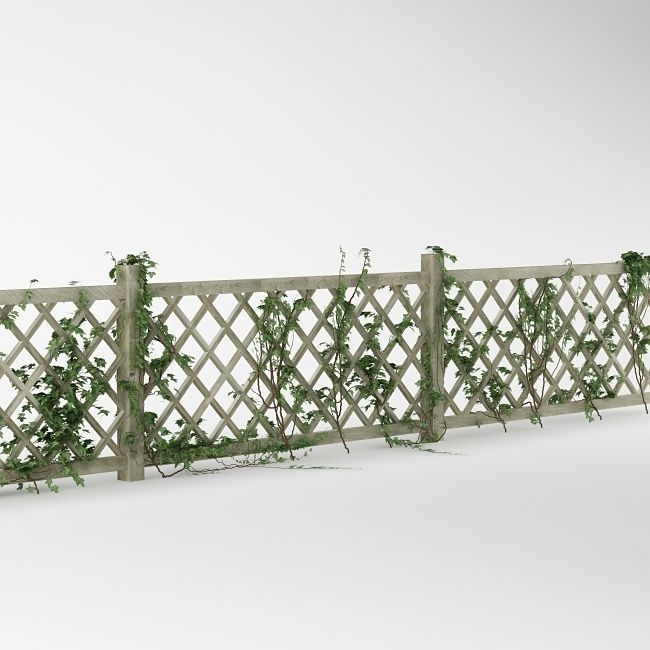 Fence 01 with ivy 3D model_2