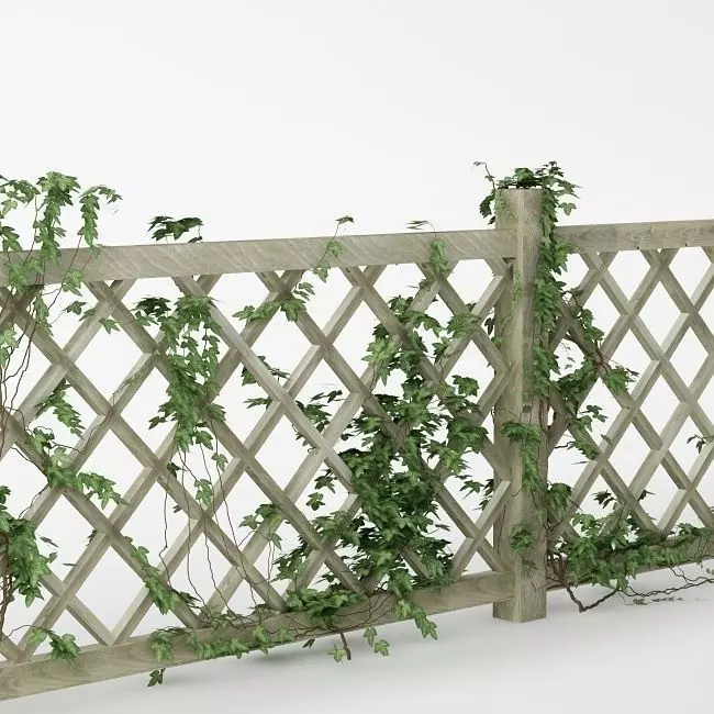 Fence 01 with ivy 3D model_0