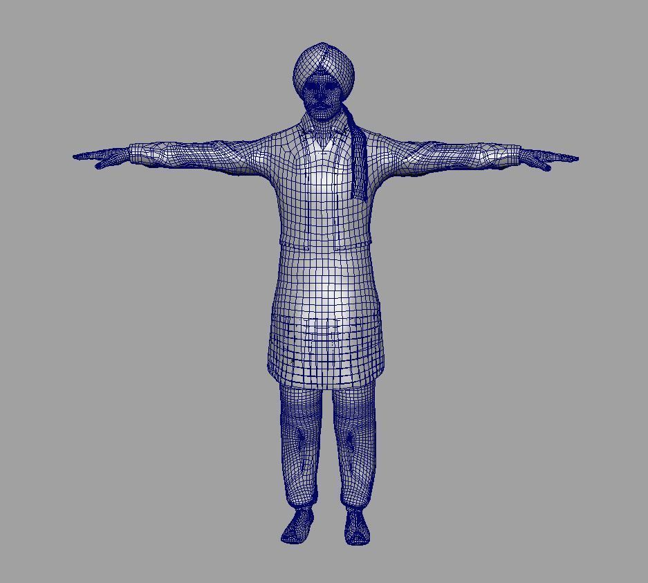 Indian panjabi  Low-poly 3D model_1