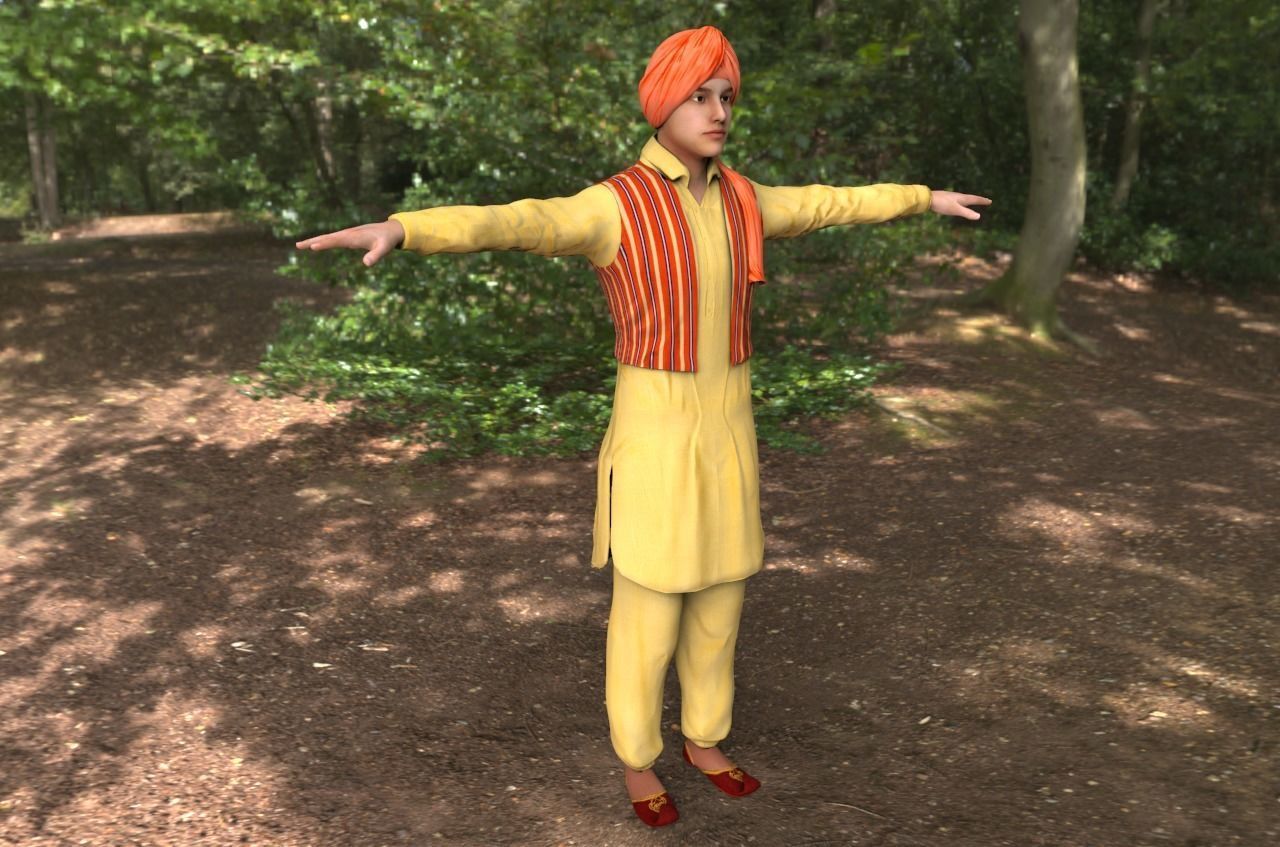 Indian panjabi  Low-poly 3D model_3