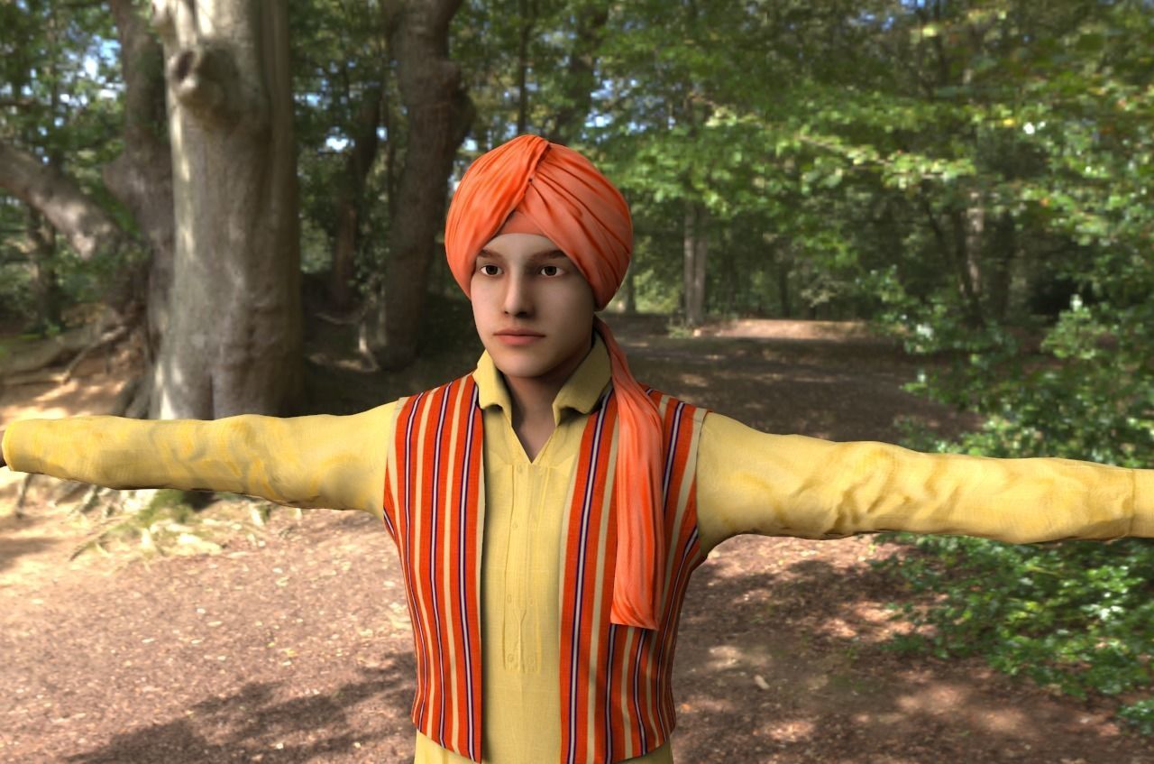 Indian panjabi  Low-poly 3D model_2