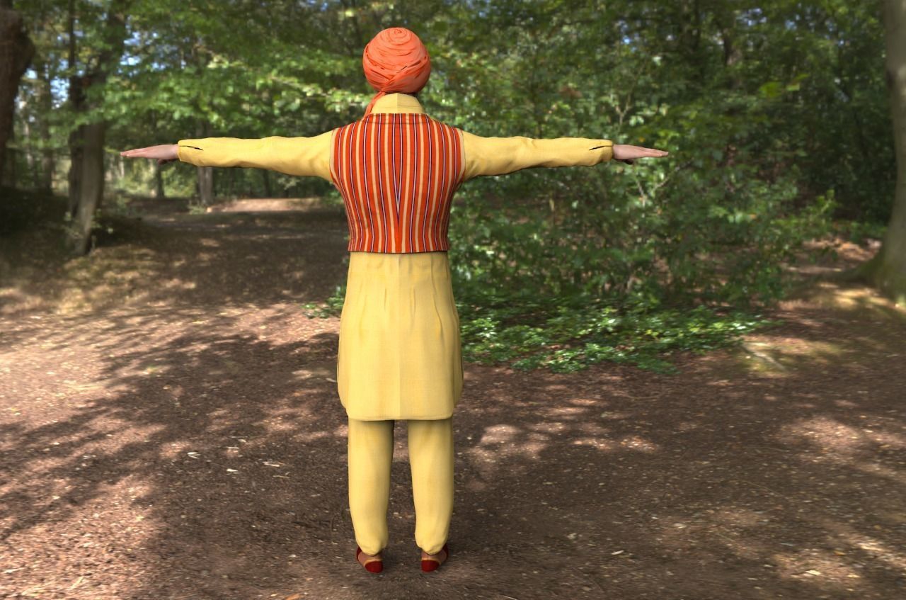Indian panjabi  Low-poly 3D model_6