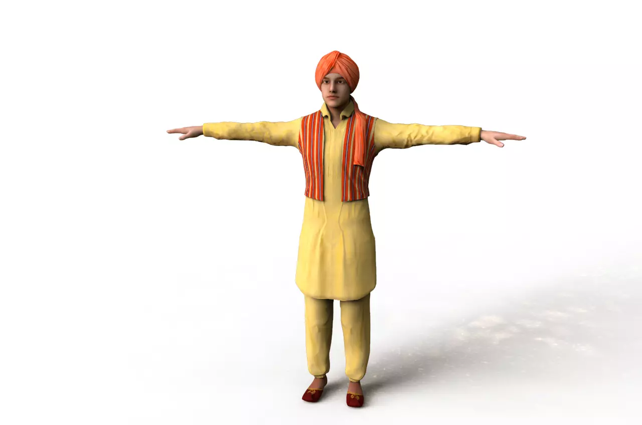 Indian panjabi  Low-poly 3D model_0