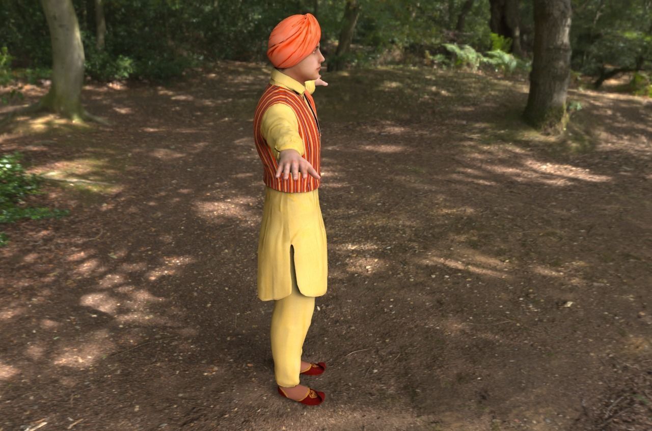 Indian panjabi  Low-poly 3D model_4