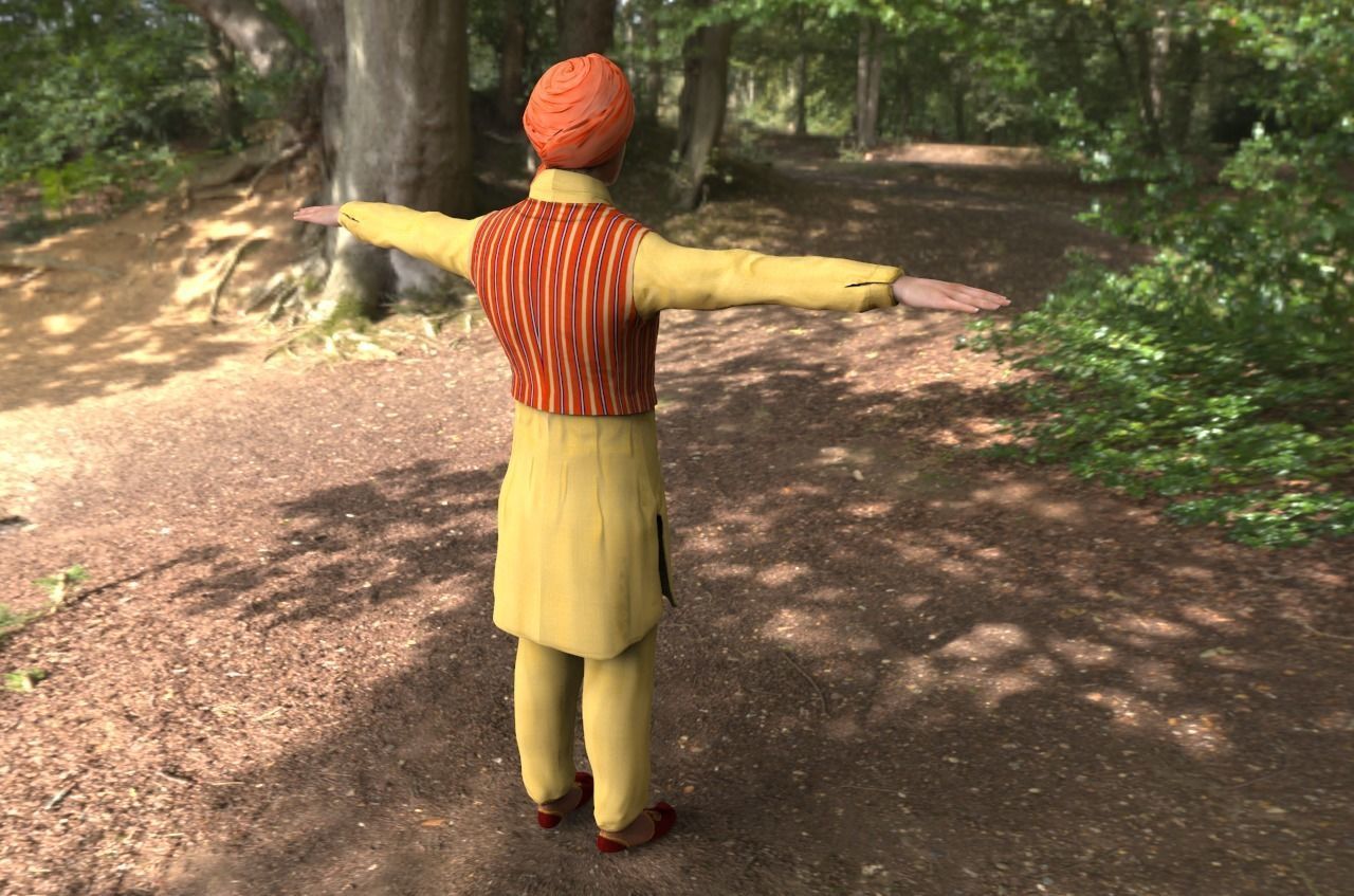 Indian panjabi  Low-poly 3D model_5